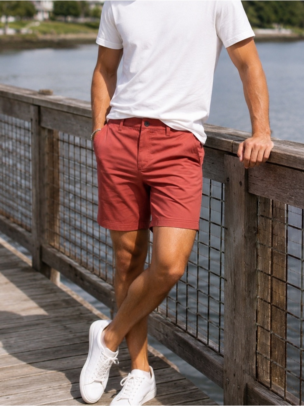 SAXX Go To Town 2N1 Men’s Shorts Size 28 Red 9” Inseam BallPark Pouch